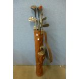 Vintage golf clubs and bag