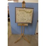 An easel and a map