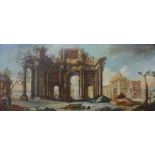 Italian School, landscape with ruins, oil on canvas, 47 x 109cms, framed *Please note this lot