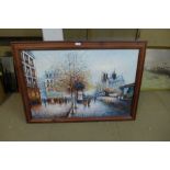 A large Parisian scene, oil on canvas, framed