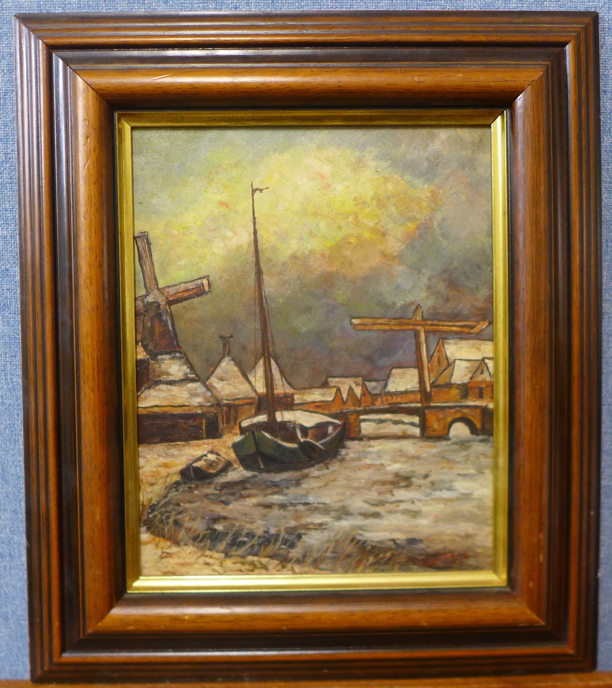 Dutch School, dockyard, oil on panel, indistinctly signed, 28 x 23cms, framed - Bild 2 aus 3