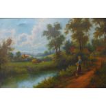 English School (19th Century), pair of cottage landscapes, oil on canvas, 40 x 60cms, framed