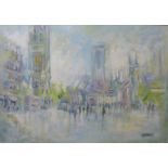 Keith Stephens, Manchester street scene, oil on canvas, 60 x 86cms, framed