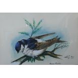 Terry Sills, House Martin, watercolour, 12 x 17.5cms, framed