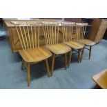 A set of four beech kitchen chairs