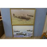 An Imperial War Museum photographic poster, Spitfires, framed and one other