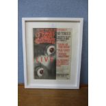 A framed and mounted music advert for Ozzy Osbourne, So Tired, 7" single