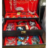 A jewellery box and costume jewellery