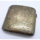 A silver cigarette case, fastener a/f, 92g