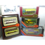 Six Exclusive First Editions buses and lorries, boxed