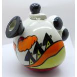 Lorna Bailey Pottery - An Art Deco style teapot with a three ball handle in the ?Somerville? design,