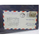 Stamps; album of flight covers with 1st flights from 1929, Rocket Mail (including Zucker signed),