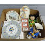 Collectors plates, Midwinter china, two Toby jugs, etc. **PLEASE NOTE THIS LOT IS NOT ELIGIBLE FOR