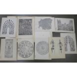 A Japanese folio of prints, rubbings and designs, etc.