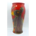 Anita Harris Art Pottery - Bella Vase in the Hare design, 19cm, signed in gold on the base