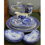 Assorted blue and white china, mainly Willow pattern, twenty-five pieces