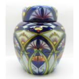 A Moorcroft Liberty ginger jar, limited edition, 126 of 200, designed by Rachel Bishop and signed on