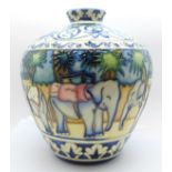 A Moorcroft vase, Kerala, designed by Beverley Wilkes (trial piece, Yr. 2000) 17.5cm, boxed