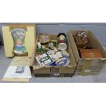 A box of china, etc., and a box of boxes, casket including Indian (2) **PLEASE NOTE THIS LOT IS