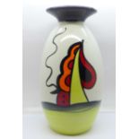 Lorna Bailey Pottery - Art Deco lipped vase in the ‘Ravensdale’ design, 22cm, “Lorna Bailey”