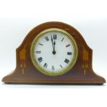 An Edwardian mahogany mantel clock, Buren Swiss movement, 23cm