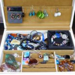 A jewellery box containing Murano and other glass jewellery