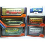 Six Exclusive First Editions buses and lorries, boxed