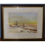 C. Stanley Desborough, rural winter landscape, watercolour, 26 x 35cms, framed