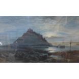 W.J. Warren, St Michael's Mount by moonlight, watercolour, signed and dated 1882 verso, 29 x