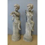 A 20th Century pair of metal cherubs, a/f