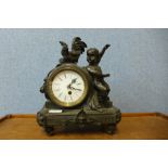 A French style bronze mantel clock