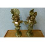 A pair of Art Nouveau style figures, h 45cms