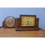 A Smiths oak mantel clock and a German Art Deco oak mantel clock