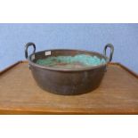 A Victorian copper jam pan