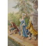 Pietro Gabrini (Italian 1856-1926), 18th Century romantic scene, watercolour, signed lower right