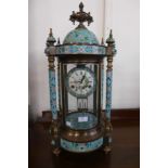 A French style champleve enamel temple clock