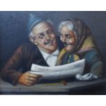 Italian School (19th Century), portrait of an elderly couple, oil on canvas, 20 x 25cms, framed