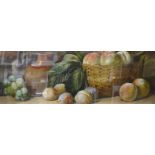 Arthur Dudley, still life of fruit, watercolour, 26 x 75cms, framed