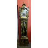 A black Japanned triple wright longcase clock