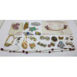 A collection of costume jewellery, mainly 1950's