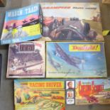 A collection of vintage board games including Racing Driver, Captain Scarlet, Star Wars Return of