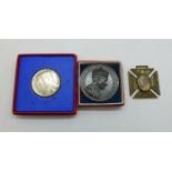 Three commemorative medallions including one Edward VIII 1937