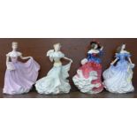 Four Royal Doulton Figures of the Year; Millennium Celebration, Janet, Rebecca 1998 and Rachel,