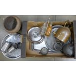 A box of metal wares **PLEASE NOTE THIS LOT IS NOT ELIGIBLE FOR POSTING AND PACKING**