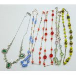 Six vintage necklaces