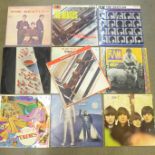 Ten Beatles and Beatles solo LP records