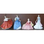 Four Royal Doulton figures; Helen, Isabel, Elaine and Elyse, boxed