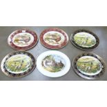 Six meat plates with game and hunting scenes (with duplicates) **PLEASE NOTE THIS LOT IS NOT