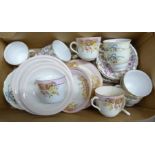 A box of assorted tea wares, Foley china, Colclough, etc. **PLEASE NOTE THIS LOT IS NOT ELIGIBLE FOR