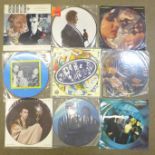 Fifteen picture discs, LP records and 12" singles including Sting, Prince, Simply Red and Genesis